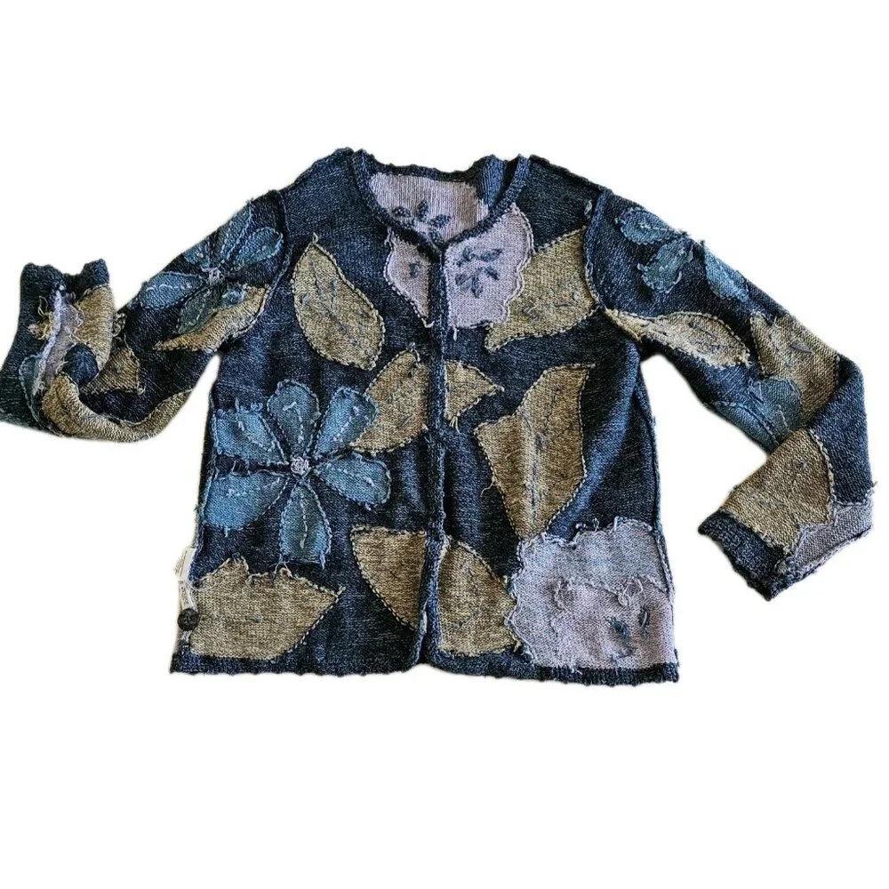 Vtg Sigrid Olsen Knit Cardigan Womens M Multicolor LS Buttons Boho Floral Boho - Picture 15 of 16